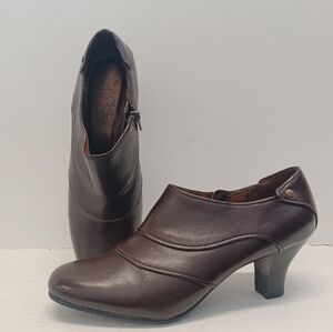 Life Stride Soft Systems Shoes Women's Size 8M Brown Zipper Block Heel Loafers